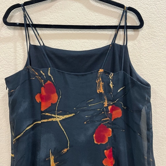 St Tropez West Dress 14 Black Red Floral Spagetti Shift Midi VTG 90s Y2K Goth - Picture 3 of 11